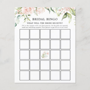 Papier Blush Florals et Greenery Bridal Bingo Card