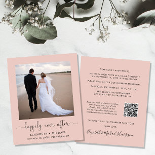 Papier Blush Photo QR Code Mariage Réception Invitation