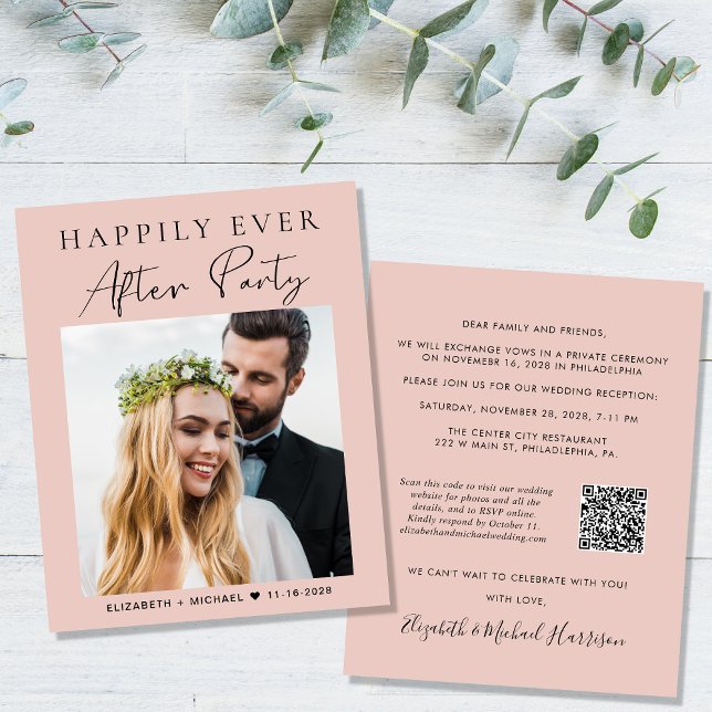 Papier Blush Photo QR Code Mariage Réception Invitation (Créateur téléchargé)