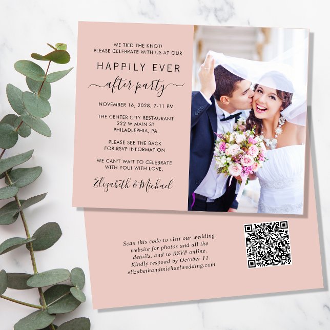 Papier Blush Photo QR Code Mariage Réception Invitation (Créateur téléchargé)