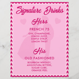 Papier Blush Pink Chevron Signature Drinks Wedding Sign