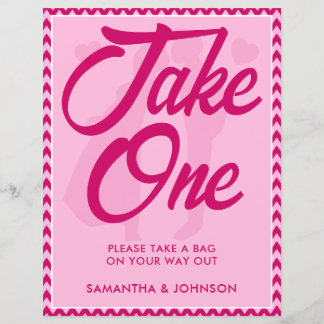 Papier Blush Pink Chevron Take One Wedding Favor Sign