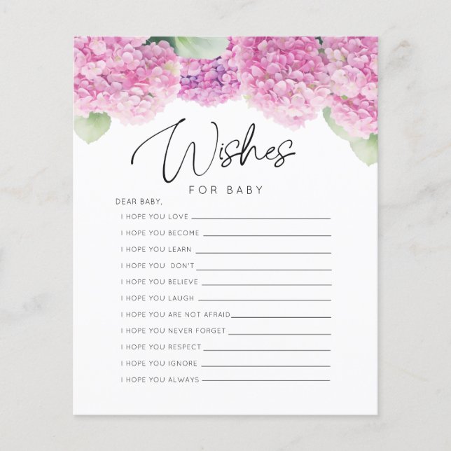 Papier Blush Pink Son a Girl souhaite Baby shower Jeux (Devant)