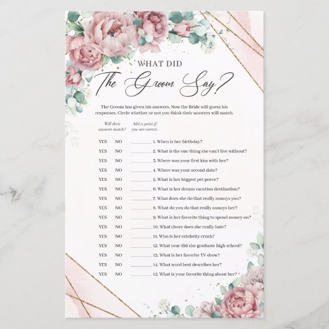 Papier Blush rose eucalyptus or Que disait le marié (Devant)