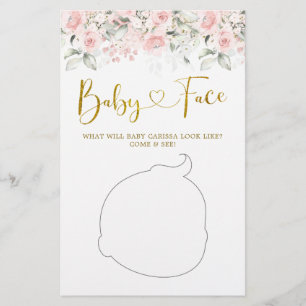 Papier Blush rose Floral Baby shower Baby Face Jeu
