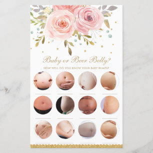 Papier Blush rose floral bébé ou bière jeu de douche vent