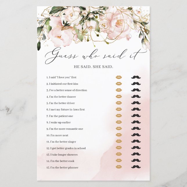 Papier Blush Rose Floral Boho Devine Qui A Dit Que C'Étai (Devant)