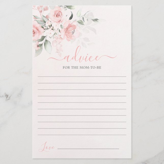 Papier Blush rose floral Conseils pour la maman à être ca (Devant)