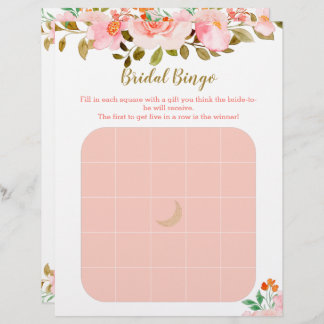 Papier Blush rose Floral douche nuptiale Bingo Jeu