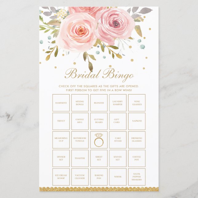 Papier Blush rose Floral Fun Fête des mariées Jeu de Bing (Devant)