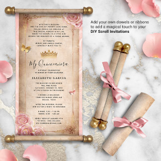 Papier Blush Rose Or do-it-yourself Quince Scroll Invitat
