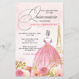 Papier Blush Rose Tour Eiffel Paris Quinceañera Budget