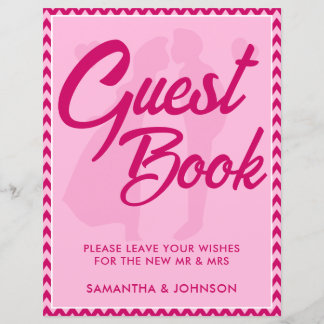 Papier BlushPink Chevron Guest Book Wedding Tabletop Sign