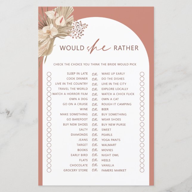 Papier Bohême préférerait elle le jeu de douche nuptiale (Devant)
