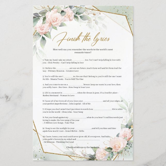 Papier Bohème rustique rose eucalyptus Terminer le lyriqu (Devant)