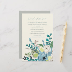Papier Bohème vert de mer chic Fleurs Informations client