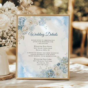 Papier Bohemian Blue Ivory Rose Flowers Détails Mariage