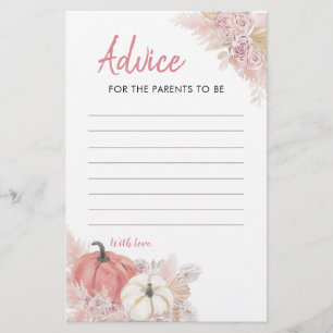 Papier Bohemian Fall in Love Citrouille Advice Card