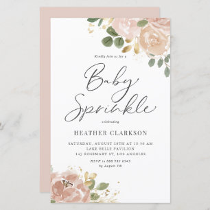 Papier Boho Aquarelle Mauve Peach Fleurs Baby Sprinker