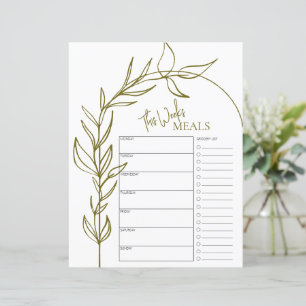 Papier Boho Arch Texte minimal Planificateur de repas heb