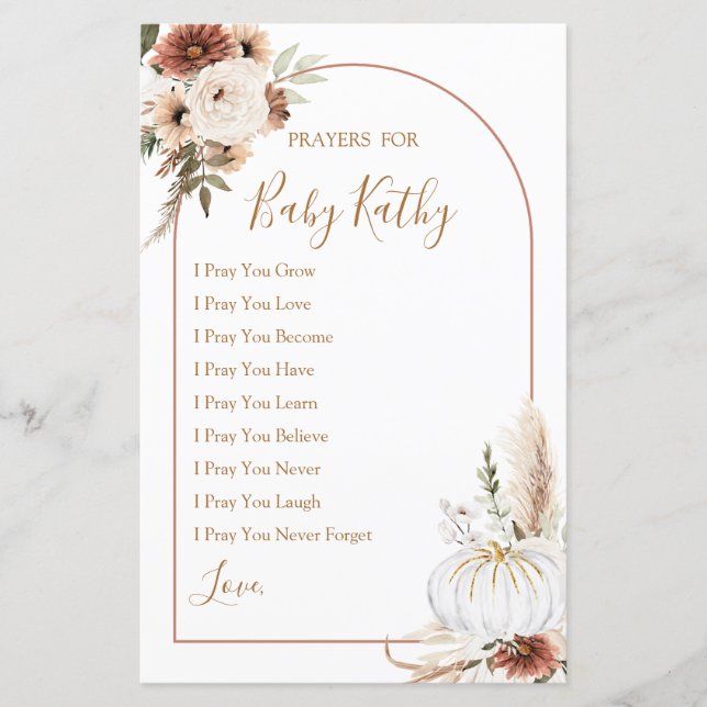 Papier Boho Arch White Citrouille Love Prayers for Baby S (Devant)
