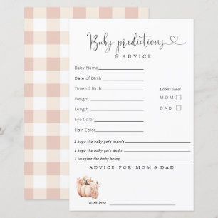 Papier Boho Automne Citrouille Baby shower Prédictions Co