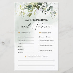 Papier Boho baby shower prédictions et jeu de conseil