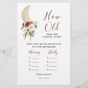 Papier Boho Beige Moon Baby shower Comment vieux parents