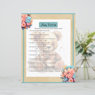 Papier Boho Blue Bear Baby Trivia Jeu