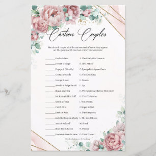 Papier Boho blush eucalyptus cadre or Cartoon Couples