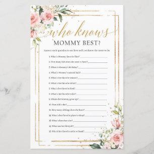 Papier Boho blush rose floral or qui connaît maman mieux