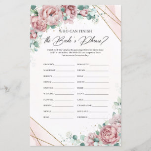 Papier Boho Blush roses qui peuvent terminer la phrase de