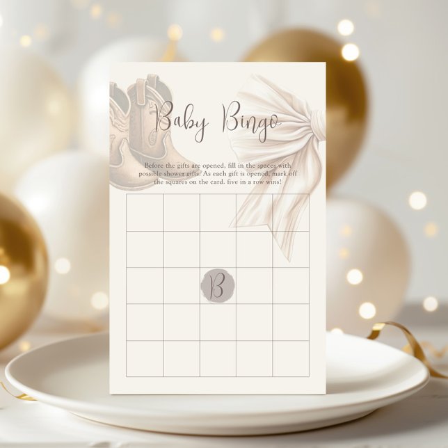 Papier Boho Boots Ou Bows Genre Révéler Bingo Jeu (Créateur téléchargé)