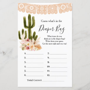 Papier Boho Cactus Floral Devinez ce qu'il y a dans le sa