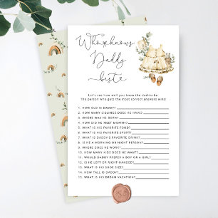 Papier Boho cottagecore Qui connaît papa meilleur baby sh
