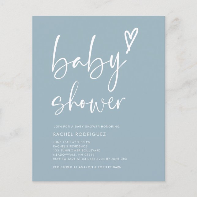 Papier Boho Dusty Blue Boy Baby shower Invitation (Devant)