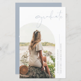 Papier Boho Dusty Blue Minimalist Arch Photo Graduation