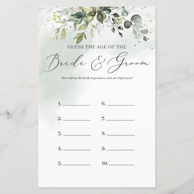 Papier Boho Eucalyptus feuillage Devinez L'Age Photo Jeu (Devant)