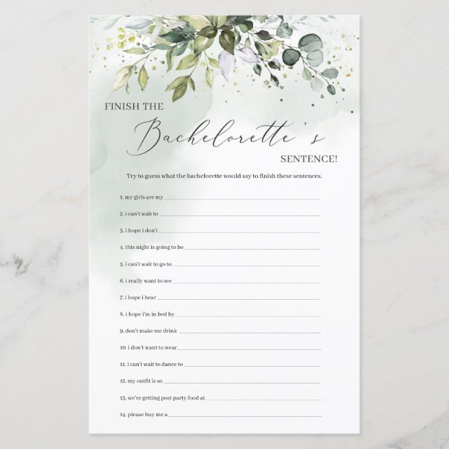 Papier Boho Eucalyptus finit la peine de bachelorette (Devant)