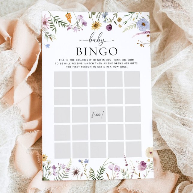 Papier Boho Fleur sauvage Baby shower Jeu bébé Bingo (Créateur téléchargé)