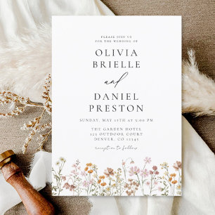 Papier Boho Fleur sauvage Garden Invitations de mariage