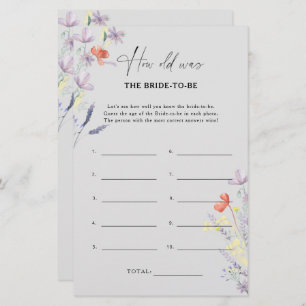 Papier Boho Fleurs sauvages Quel âge avait la mariée pour