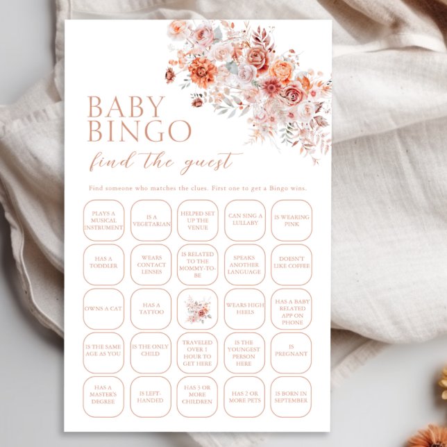 Papier Boho Floral Baby Bingo Trouvez Le Jeu D'Invités (Créateur téléchargé)