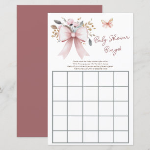 Papier Boho Floral Bow Girl Baby shower Bingo