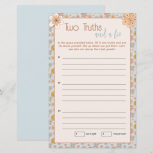 Papier Boho Floral Deux vérités et un jeu de mensonges
