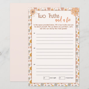 Papier Boho Floral Deux Vérités et un Mensonge Jeu