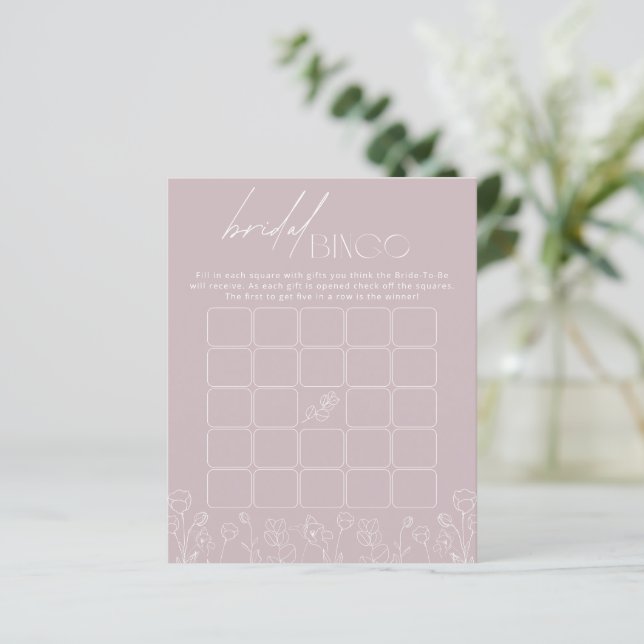 Papier Boho Floral Fête des mariées moderne Jeu de Bingo (Debout devant)
