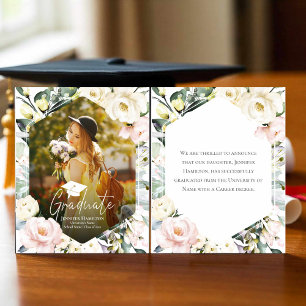 Papier Boho Floral Frame Photo Faire-part de graduation