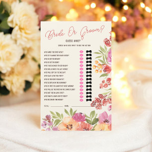 Papier Boho Floral "Mariée ou fille ?" Jeu Fête des marié