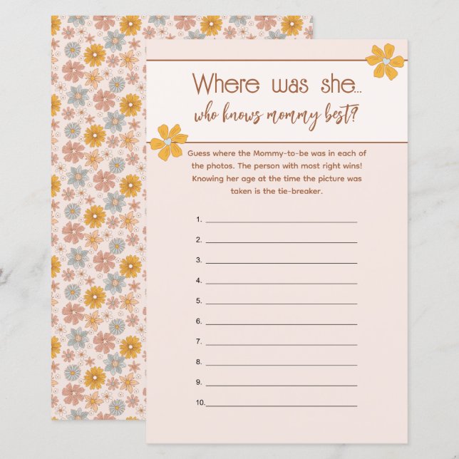 Papier Boho Floral Qui Connaît Maman Meilleur Jeu D'Image (Devant / Derrière)